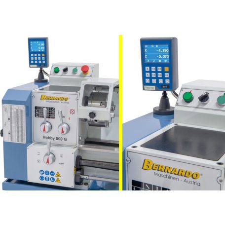 230V Hobby 800 G+ kéttengelyes digitális kijelző DT 40 Vezér- és vonóorsós esztergagép