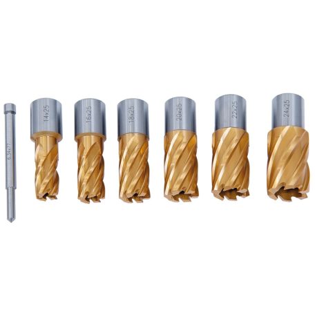 Magfúró HSS készlet CDS, TiN-bevonattal, 14 - 24 mm, fúrási mélység: 25 mm