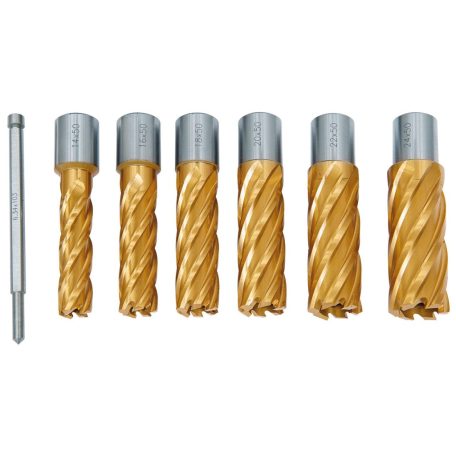 Magfúró HSS készlet CDL, TiN-bevonattal, 14 - 24 mm, fúrási mélység: 50 mm