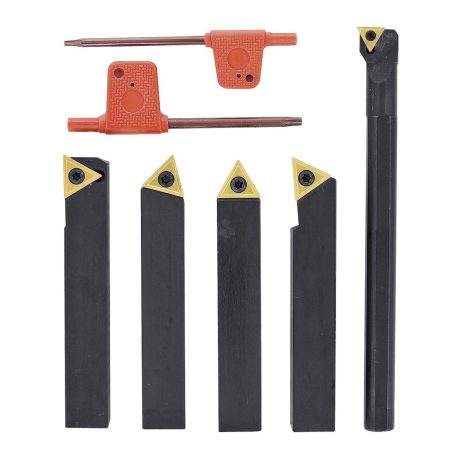 Esztergavéső-tétel HM-fordító-vágólapokkal 12 mm, 4-részes, inkl. fúrórúd