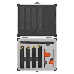   Esztergavéső-tétel HM-fordító-vágólapokkal 12 mm, 4-részes, inkl. fúrórúd