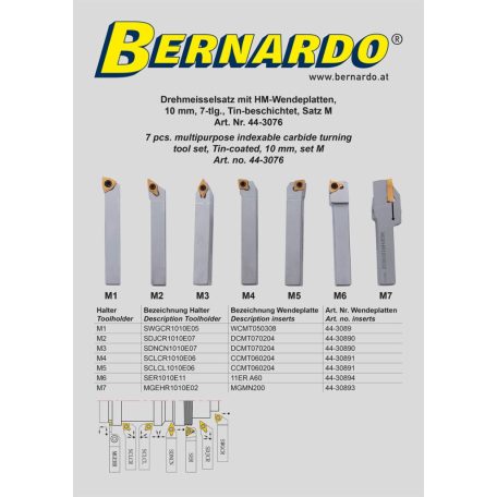 Esztergavéső-tétel HM-fordító-vágólapokkal 10 mm, 7-részes, M tétel