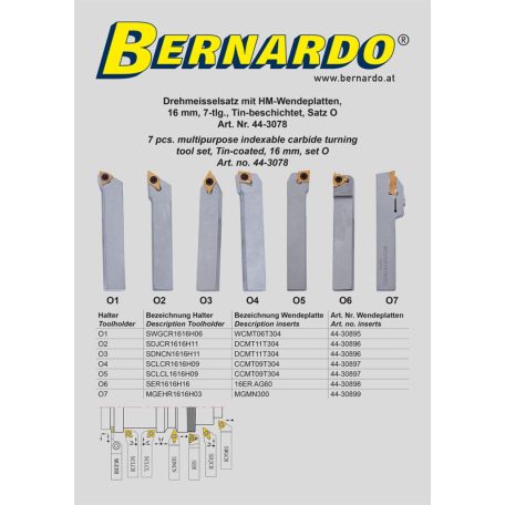 Esztergavéső-tétel HM-fordítólapokkal 16 mm, O tétel