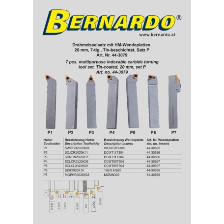Univerzális, váltólapkás keményfém esztergaszerszám-készlet, 20 mm, P készlet